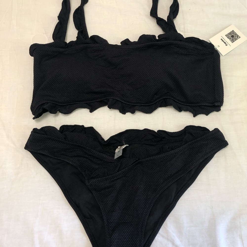 Cupshe Black Frill Bikini Set